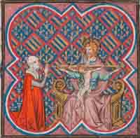 Blanche de Bourgogne en prière, enluminure tirée des Heures de Savoie. Source : wiki/ Blanche de Bourgogne (comtesse de Savoie)/ domaine public