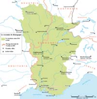 Le royaume de Bourgogne au début du 9ème siècle avant le Traité de Verdun de 843. Source :Wiki/ Liste des rois de Bourgogne/ licence :CC BY-SA 4.0