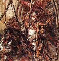 Henri II le Pieux, Duc de Cracovie, de Silésie et de Grande Pologne en 1238, peinture de Jan Matejko (1838-1893). Source : wiki/Henri II le Pieux/ Musée national de Poznań/ domaine public