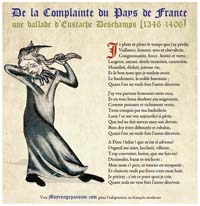 Ballade médiévale d'Eustache Deschamps. Complainte au pays de France. Source : archivehistlj/jpg. (archive perso)