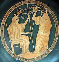 Héra et Prométhée, intérieur de coupe de Douris, début du 5ème siècle av. jc, Cabinet des médailles de la Bibliothèque nationale de France