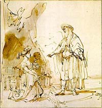Un tableau de Rembrandt représentant Boaz et Ruth