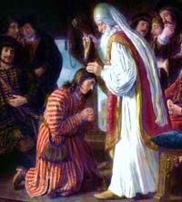 Samuel lors de l'onction de David peint par Jan Victors.