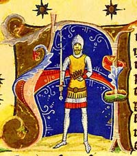 Image miniature de Samuel Aba, roi de Hongrie (extrait du Chronicum Pictum hongrois , un manuscrit enluminé médiéval)