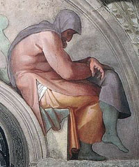 Ézéchias peint par Michel-Ange en 1509 (détail de la chapelle Sixtine)