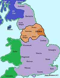 Localisation du royaume de Deira (655/679). Source : wiki/Deira/ domaine public