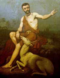 Sertorius et son cerf par Juan León Pallière (Collection Musée Dom João VI musée d'art et d'histoire du Brésil)/ Source : wiki/Quintus Sertorius/ domaine public