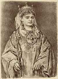 Portrait du 19ème siècle par Jan Matejko de Richeza de Lotharingie ( Bibliothèque nationale de Pologne). Source : wiki/ Richezza de Lorraine/ domaine public