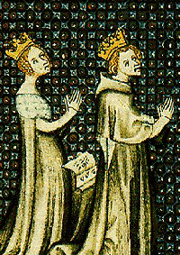 Adèle de Champagne, Louis VII dans une enluminure du 14ème siècle.