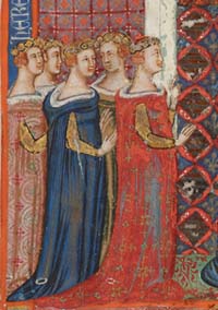 Marguerite et ses sœurs. Source : wiki/Marguerite d'Anjou (1273-1299)/ domaine public