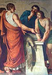 Aristote, Théophraste, et Straton de Lampsaque. Source : wiki/Straton de Lampsaque/ domaine public
