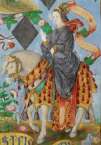 Constance de Hohenstaufen dite Constance II de Sicile ou Constance de Souabe (Image tirée de Genealogia dos Reis de Portugal. Source : wiki/ Constance de Hohenstaufen (1248-1302)/ Domaine public