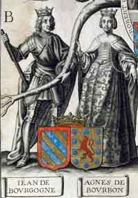 Jean de Bourgogne et Agnès de Bourbon, ducs de Bourbon (BNF).