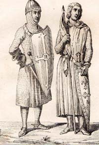 "Portrait d'Élie du Maine et d'Eudes II de Blois. (Gravure sur acier originale dessinée par Vernier, gravée par Lemaitre)"