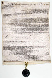 Ratification du traité de Paris en 1229 par Raymond VII. (Paris, Archives nationales, AE-II-230).