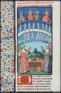Philosophes Porphyre et Plotin dispute l'astrologie (manuscrit enluminé médiéval)