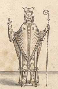 Dessin représentant Ulger, évêque d'Angers (BNF). Source : wiki/Ulger/ domaine public