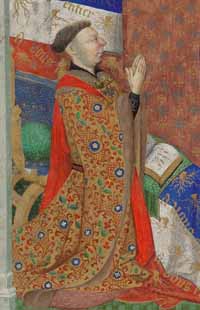 Jean de Lancastre. Détail d'une enluminure des Heures de Bedford, vers 1423, Londres, British Library. 