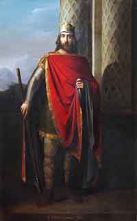 Favila Roi des Asturies de 737 à 739 selon une illustration du xviiie siècle (musée du Prado). Source : Favila (roi des Asturies)/ domaine public