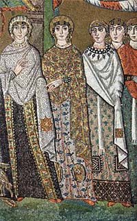 mosaïque de saint Vital à Ravenne représentant la famille de l'empereur dont Germain