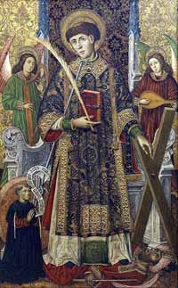Tableau de Tomás Giner, réalisé en pleine Reconquista (musée du Prado). Il représente Saint Vincent vêtu de l'aube, de la dalmatique, une meule attachée au cou, le livre sacré et la palme du martyre dans la main droite, foulant un Maure aux pieds.
