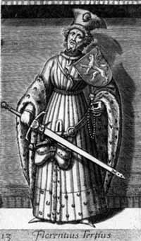 Florent III de Hollande représenté dans un ouvrage du 16ème siècle (Le Rijksmuseum musée national des Pays-Bas) (source : wiki/Florent III de Hollande/ domaine public)