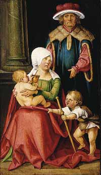 Marie Salomé et Zébédée avec leurs fils Jacques et Jean, de Hans von Kulmbach, vers 1511. source : wiki/ Zébédée/ domaine public