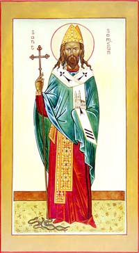 L'icône de saint Samson de Dol peinte pour l'Association orthodoxe Sainte-Anne (Bretagne).