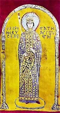 L'impératrice byzantine Irene Doukas ou Doukaina épouse de l'empereur byzantin Alexis 1er Comnène (image de "Pala d'Oro", Venise)