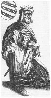 Portrait de Radbod par P. Winsemius (Historische geschiedenisse van Frieslandt). Source : wiki/ Radbod Ier de Frise/ domaine public