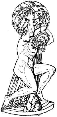 Copie d'une sculpture hellénistique d'Atlas, Musée archéologique national de Naples. Source : wiki/Atlas (mythologie)/archiveljhistjpg