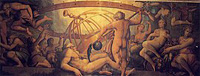La mutilation d'Uranus (Ouranos) par Saturne (Cronos) (xvie siècle), par Giorgio Vasari (Florence, Palazzo Vecchio).