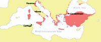 L'Empire Byzantin en 717, lors de la montée sur le trône de Léon III.