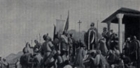 Bénédiction de l'armée friulli-slave par Paolino d'Aquileia dit Paulin d'Aquilée Théologien et poète italien-Évêque d'Aquilée en 787