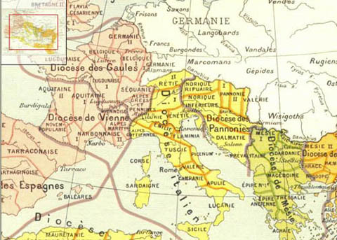 L'empire romain a partir du début du règne de Dioclétien 