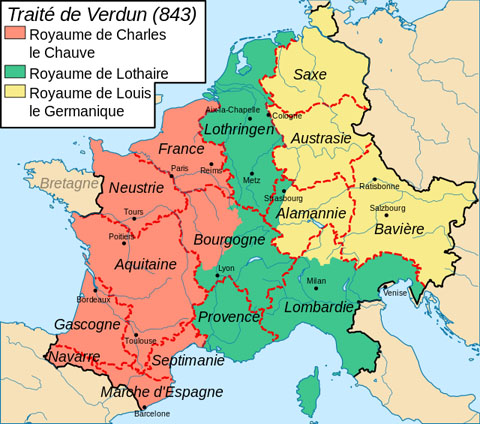 la France au traité de Verdun en 843